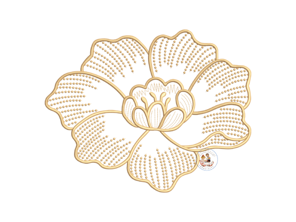 Batik Free Flower Machine Embroidery: Elevating Textiles with Elegant Satin and Beaded Details