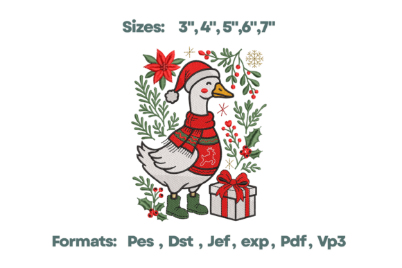 Embrace Farmhouse Charm with Christmas Goose Sweater Embroidery