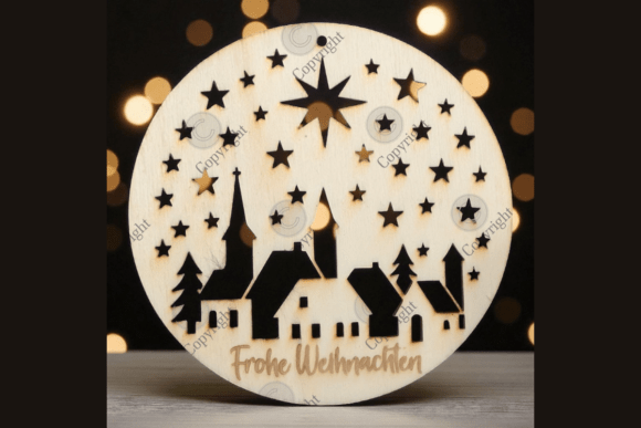 Frohe Weihnachten Village Ornament