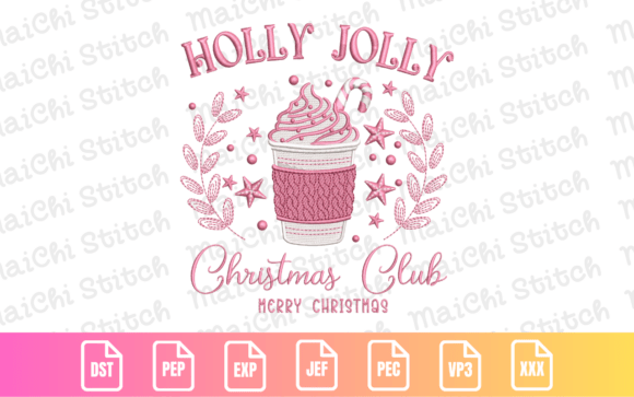 Pink Holiday Drink Embroidery: Adding a Sweet Winter Vibe to Your Festive Crafts