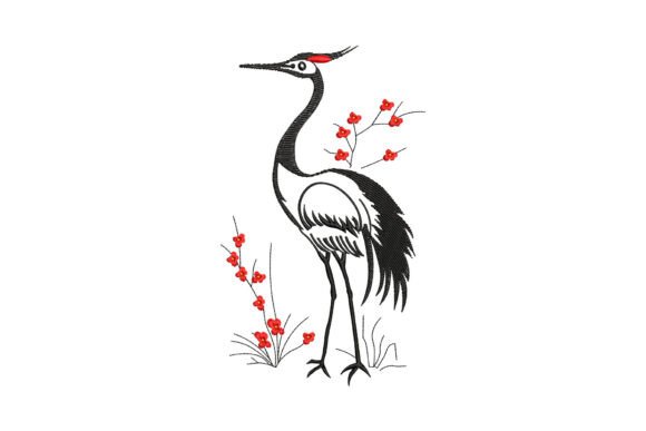 Red Crowned Crane Bird: Elevating Your Embroidery with Precision and Grace
