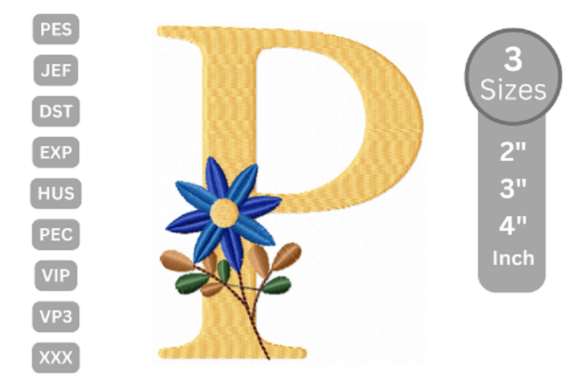 Refining Personal Branding with the Botanical Flower Letter - P Embroidery Design
